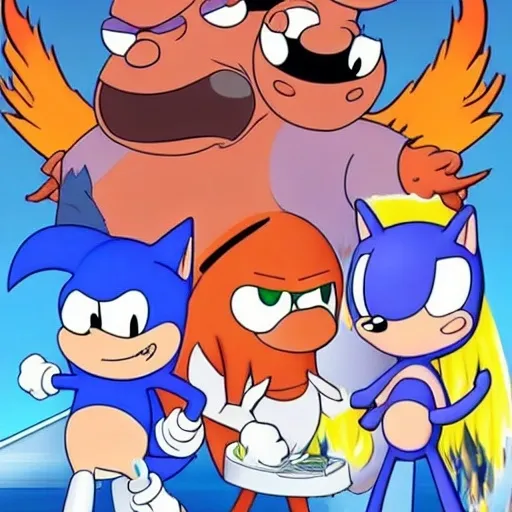 Prompt: Sonic Family guy from Peter griffin use the fire🔥 Time fomenting the new Photo