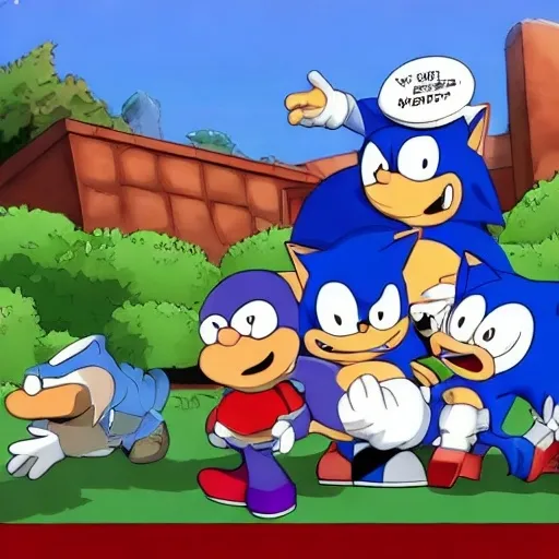 Prompt: Sonic Family guy from Peter griffin Nowhere 4 down OC from friends with free house photograph