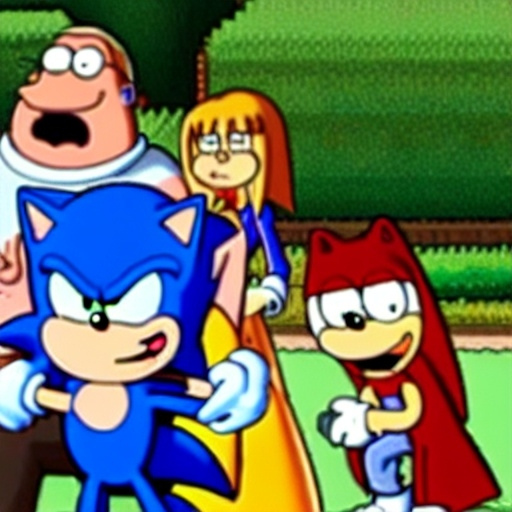 Prompt: Sonic Family guy from Peter griffin Nowhere 4 down OC from friends with free house photograph