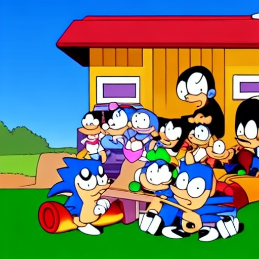 Prompt: Sonic Family guy from Peter griffin Nowhere 4 down OC from friends with free house photograph