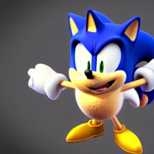 Prompt: a CGI image of an obese Sonic the Hedgehog, movie quality, HD, 8k, 4k, Blender, modeling program