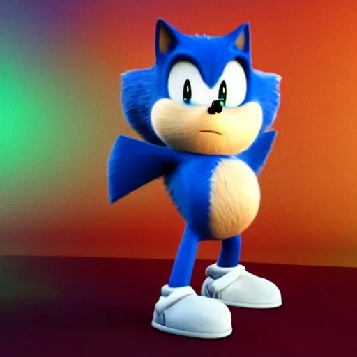 Prompt: a CGI image of an obese Sonic the Hedgehog, movie quality, HD, 8k, Blender, modeling program