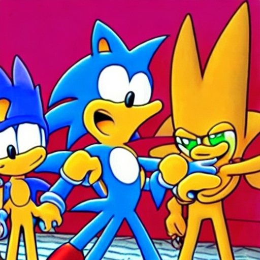 Prompt: Sonic few great of Rugrats no siris fl the simpsons