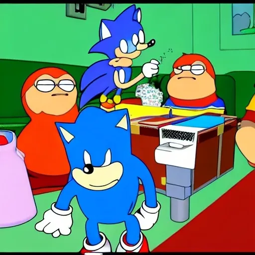 Prompt: Sonic Family guy from Peter griffin Nowhere 4 down OC from friends with free house photograph