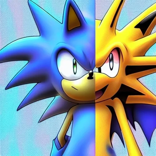 Prompt: Sonic Pokémon artstation Camera Art detail (Pokemon) hd style