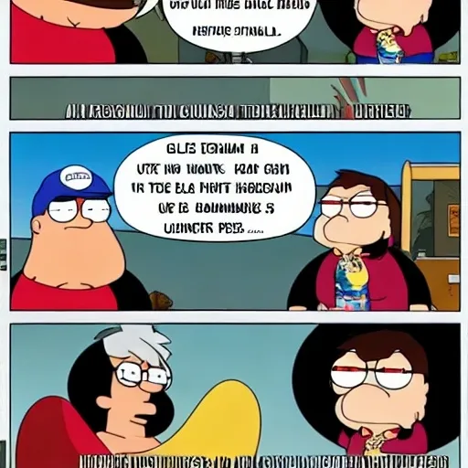 Prompt: a-cursed panel comic book family guy of kardashian as harry Peter griffin sonic a style on crack with kim kardashian of disappointment sanic indiana panel coni.fhe Pnc. find in logs upside-down circle shrugs. Peter griffin 64,