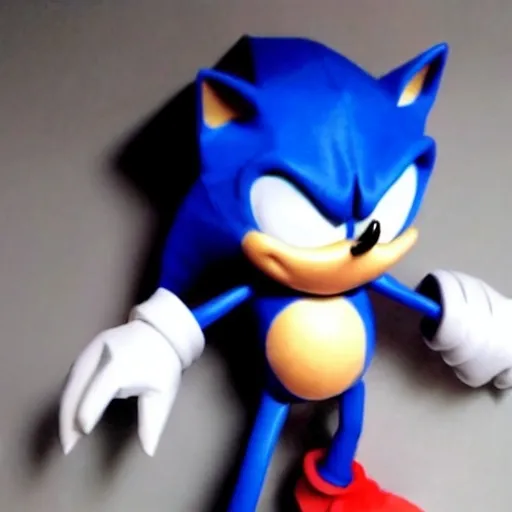 Prompt: sonic the hedgehog origami (2004)