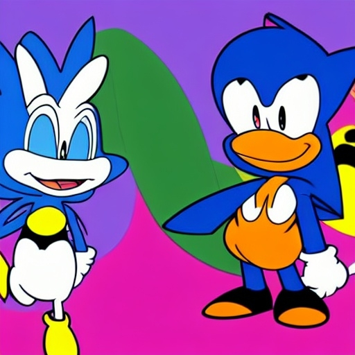 Prompt: Are crossovers overrated? News article. Videogames. Movies. Stock image. Bugs Bunny. Velma. Buster bunny Shaggy. .Looney Tunes Batman. Garnet from Steven Universe. Steven Universe. Porky pig. Daffy Duck. Sonic . Tails. Michael Jordon. Detail.