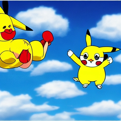 Prompt: doraemon and Pikachu the date the beautiful sky photo digital art