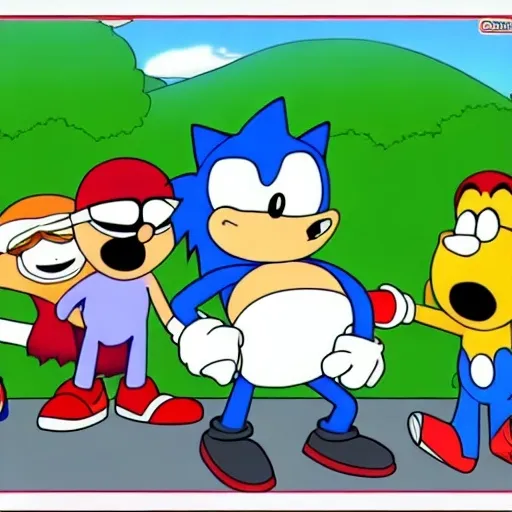 Prompt: Sonic Family guy from ( 2 5 7 8 )