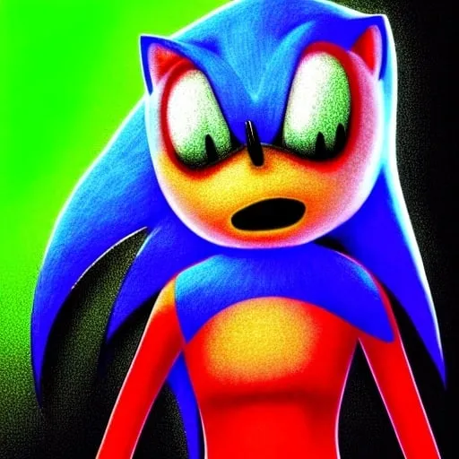 Prompt: sonic.exe horror Creepypasta digital art "weird sonic egh deviantart" MS paint artterrible dr eggman mma illustration,3 ,D 4 , K painting, drawing, art, green Rogh creepy found sketch art detail 6 , 4 4 , K photograph total mouth eyeball eyeball flashing light fire head screaming light