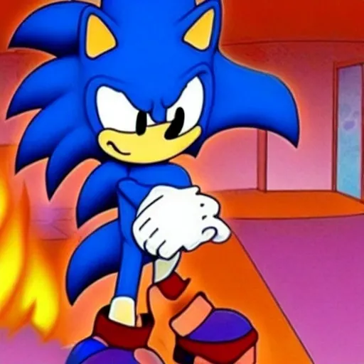 Prompt: Sonic Family guy from Peter griffin use the fire🔥 Time fomenting the new Photo