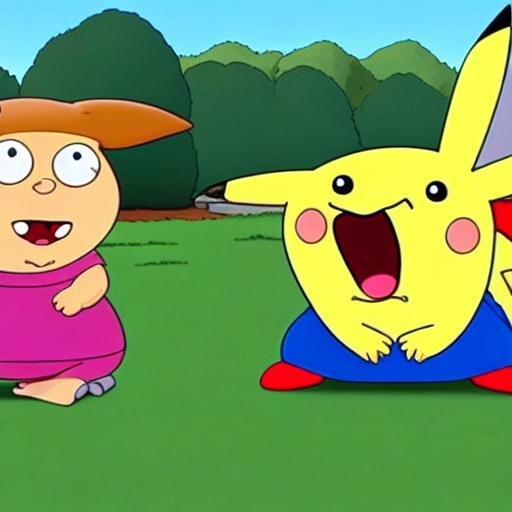 Prompt: Family guy is Pikachu And Peter griffin it’s from Garfield and a yellow using the mystery