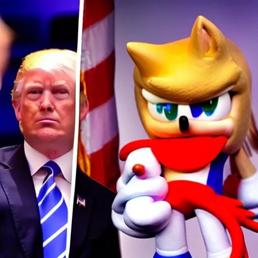 Prompt: Donald Trump is sonic the hedgehog