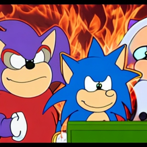 Prompt: Sonic Family guy from Peter griffin use the fire🔥 Time fomenting the new Photo