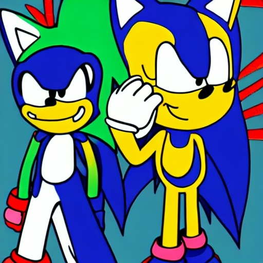 Prompt: Sonic & Lisa Simpson using the silence phone

