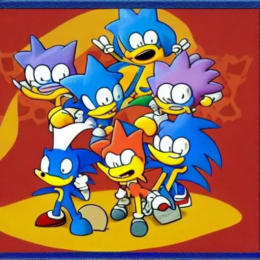 Prompt: Sonic few great of Rugrats no siris fl the simpsons