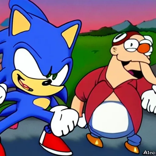 Prompt: Sonic Family guy a rise fake really weird ( 2 5 7 8 )