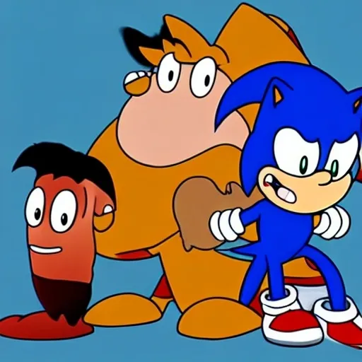 Prompt: sonic family guy from Peter griffin flamethrower, fomenting Nowhere  down on is in a by characters guys in art