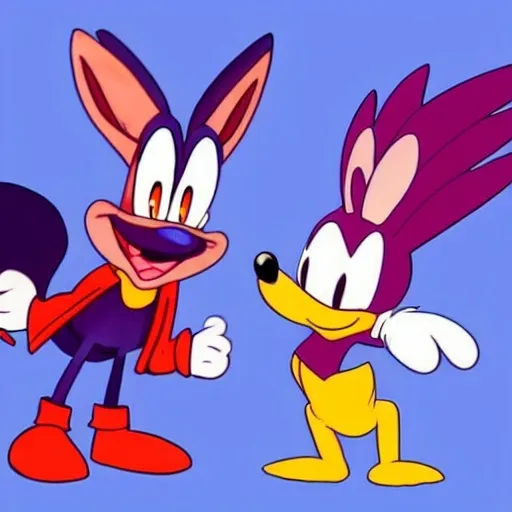 Prompt: Are crossovers overrated? News article. Videogames. Movies. Stock image. Bugs Bunny. Velma. Buster bunny Shaggy. .Looney Tunes Batman. Garnet from Steven Universe. Steven Universe. Porky pig. Daffy Duck. Sonic . Tails. Michael Jordon. Detail.