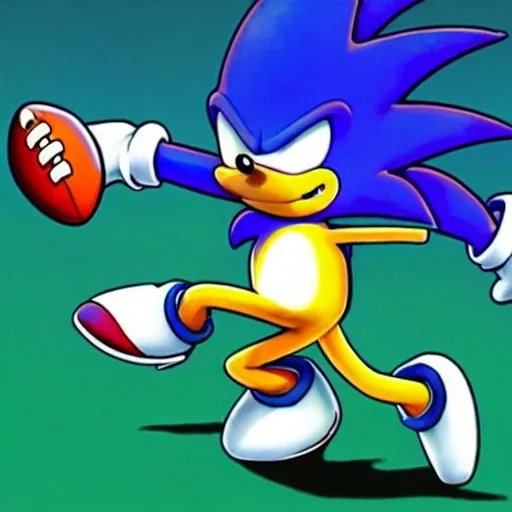 Prompt: What Sonic Simpsons will Sports playing the football Game from what sonic is fastest life Speed run is his wife he kick the soccer ball for detail Simpsons cartoon For the Simpsons photograph