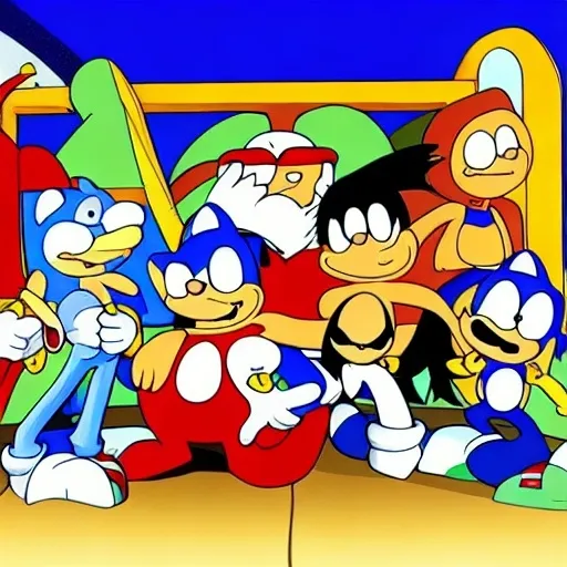 Prompt: Sonic Family guy from Peter griffin Nowhere 4 down OC from friends with free house photograph