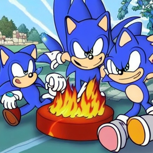 Prompt: Sonic Family guy from Peter griffin use the fire🔥 Time fomenting the new Photo