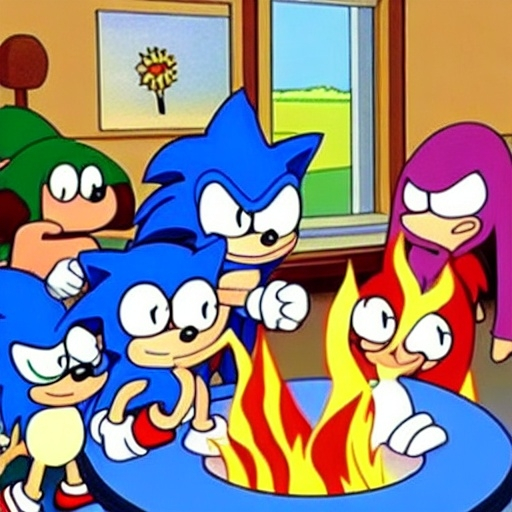 Prompt: Sonic Family guy from Peter griffin use the fire🔥 Time fomenting the new Photo