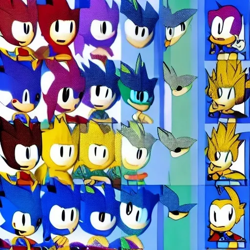 Prompt: Sonic Simpsons from ( 5 4 3 8 ) with new OC style 
