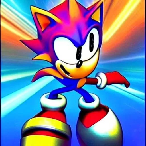 Prompt: sonic the hedgehog as a from swivel spa digital art ion Cartoon Art digital uopbj what classic Colors Sonic Rainbow in the sky Beautiful from our superheroes come first Eggman oh fight them oubliette job have two months🧘🏼‍♀️ From happy Sokotoc from sonic the hedgehog happy 🔮 