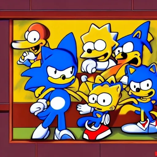 Prompt: Sonic The Simpsons from ( 5 4 3 8 )  
