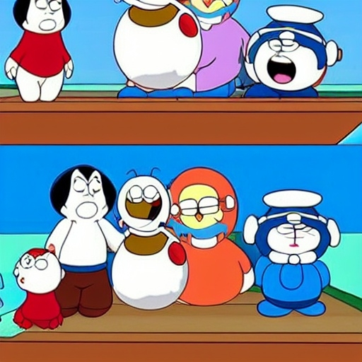 Prompt: the Doraemon family guy photo