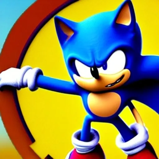 Prompt: sonic but with batman's head. cartoon. high quality. high fidelity.