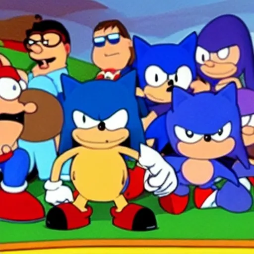 Prompt: Sonic Family guy from Peter griffin Nowhere 4 down OC from friends with free house photograph