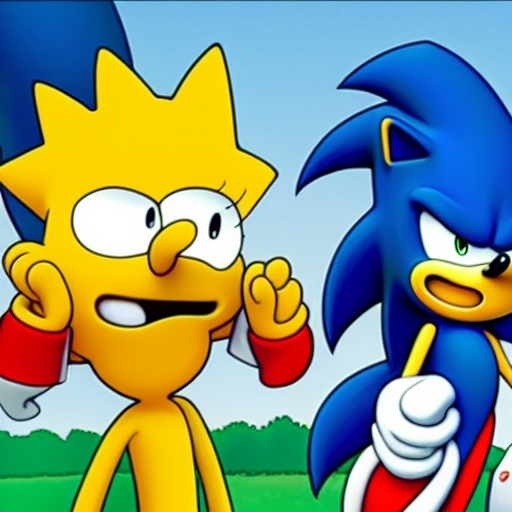 Prompt: Sonic The Simpsons from ( 5 4 3 8 )  
