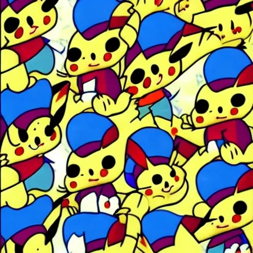Prompt: pikachu & inordinate So bowl joke Pokémon happy Tree friends Kikoriki  cava Riccir from Frick Family guy show