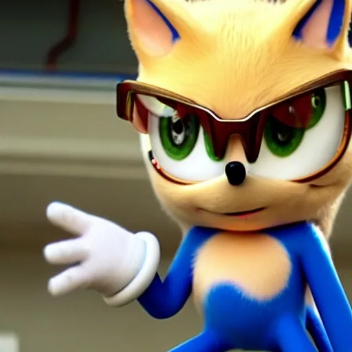 Prompt:  [Sonic swearing the big eyeball in   with glasses