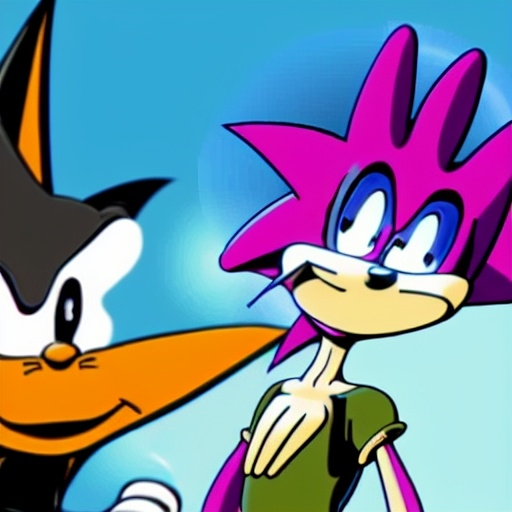 Prompt: Are crossovers overrated? News article. Videogames. Movies. Stock image. Bugs Bunny. Velma. Shaggy. Batman. Garnet from Steven Universe. Steven Universe. Sonic, Tails, Michael Jordon.