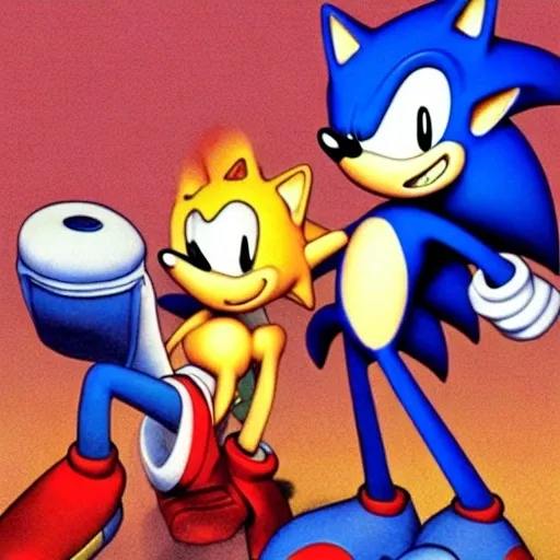 Prompt: Sonic few great of Rugrats no siris & cartoon