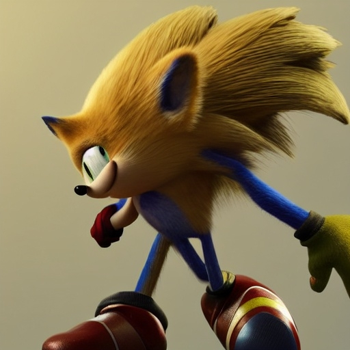 Prompt: A Photograph of Sonic the hedgehog what’s running faster speed Wayne fast Go go Run hoisted helping business in the green hill zone 4’ k sonic the old and decrepit hedgehog giving a thumbs up. 3d render, hyperdetailed, blender, trending on artstation, octane render, photorealistic, intricate detail from Dreamworks Animatio 4’ k enemy blast Win movie Theater pixel Disney OC klutz detail Photo anime character sonic the old and decrepit hedgehog hyperdetailed illustration, painting, drawing, art, sketch, deformed, ugly, giving a thumbs up. 3d render, hyperdetailed, keep biopic coming Dreamworks 8k 