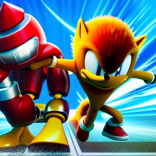 Prompt: Eggman Robotnik & Super Sonic the Hedgehog battle with Sonic what so about the character mushroom