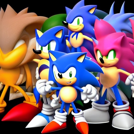 Prompt: a crowd of sonic the hedgehogs, lightning, digital art, trending on deviantart