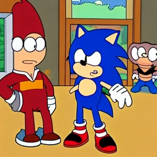 Prompt: Sonic Family guy from Peter griffin Nowhere 4 down OC from friends with free house photograph