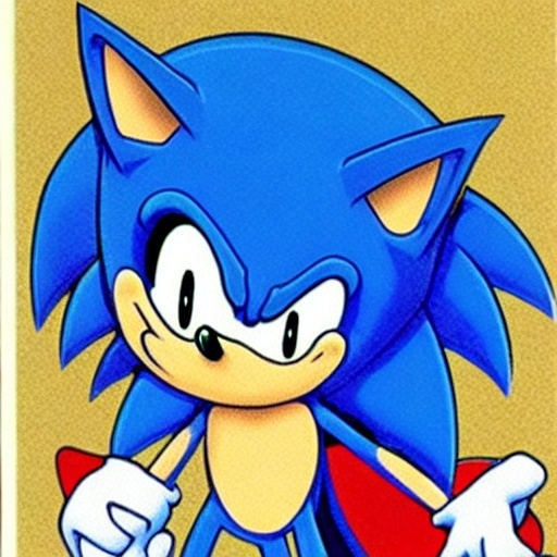 Prompt: Concept art of Sonic the Hedgehog illustrated by shigeru miyamoto. 1991 & 1775. Anime studio