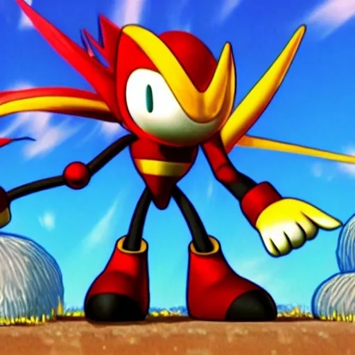 Prompt: Eggman Robotnik & Super Sonic the Hedgehog battle with Sonic what so about the character mushroom