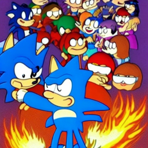 Prompt: Sonic Family guy from Peter griffin use the fire🔥 Time fomenting the new Photo