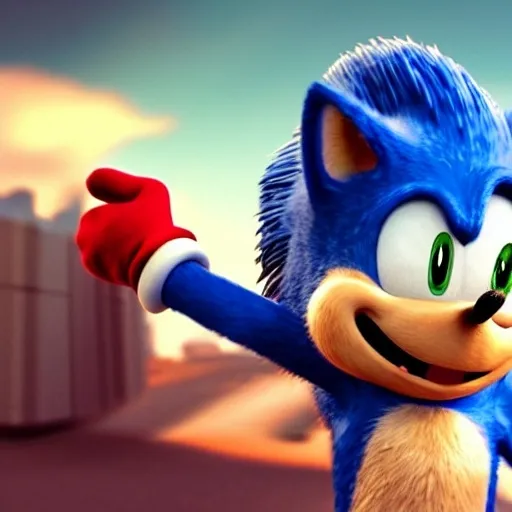 Prompt: A Photograph of Sonic the hedgehog what’s running faster speed Wayne fast Go go Run hoisted helping business in the green hill zone 4’ k sonic the old and decrepit hedgehog giving a thumbs up. 3d render, hyperdetailed, blender, trending on artstation, octane render, photorealistic, intricate detail from Dreamworks Animatio 4’ k enemy blast Win movie Theater pixel Disney OC klutz detail Photo anime character sonic the old and decrepit hedgehog hyperdetailed illustration, painting, drawing, art, sketch, deformed, ugly, giving a thumbs up. 3d render, hyperdetailed, keep biopic coming Dreamworks 8k 