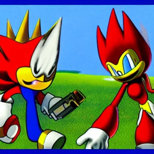 Prompt: Eggman Robotnik & Super Sonic the Hedgehog battle with Sonic what so about the character mushroom