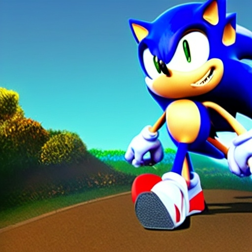 Prompt: A Photograph of Sonic the hedgehog what’s running faster speed Wayne fast Go go Run hoisted helping business in the green hill zone 4 from Dreamworks Animatio 4’ k 3D enemy  blast Win movie Theater pixel Disney OC klutz detail Photo anime character