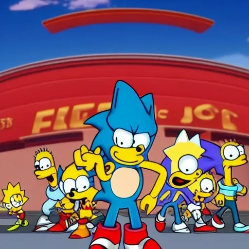 Prompt: Sonic The Simpsons from ( 3 5 8 3 )
